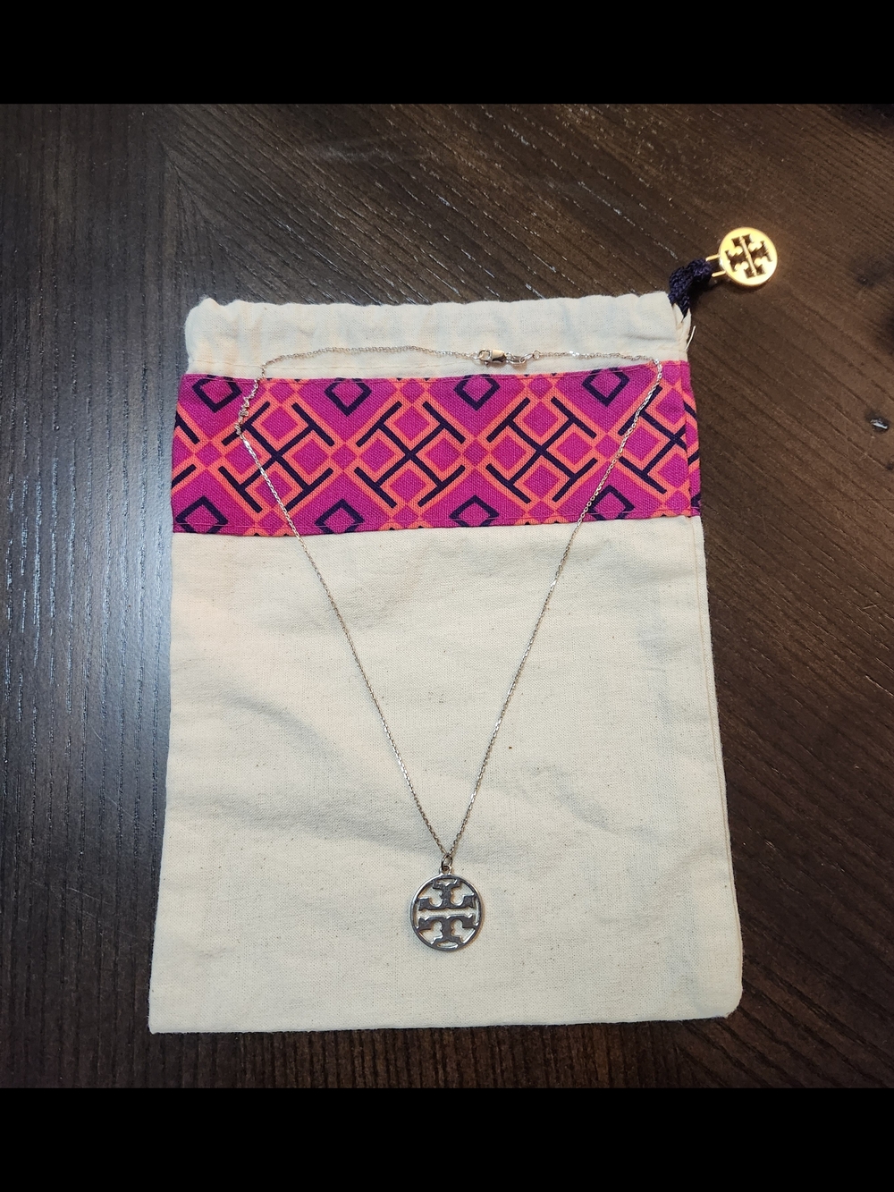 Tory Burch Silver Iconic Logo Necklace